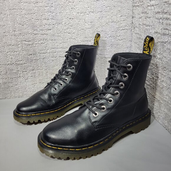 Dr Martens Luana Womens Size US 8 Black Leather Lace Up 7-Eye Combat Boot Shoes - Picture 6 of 11